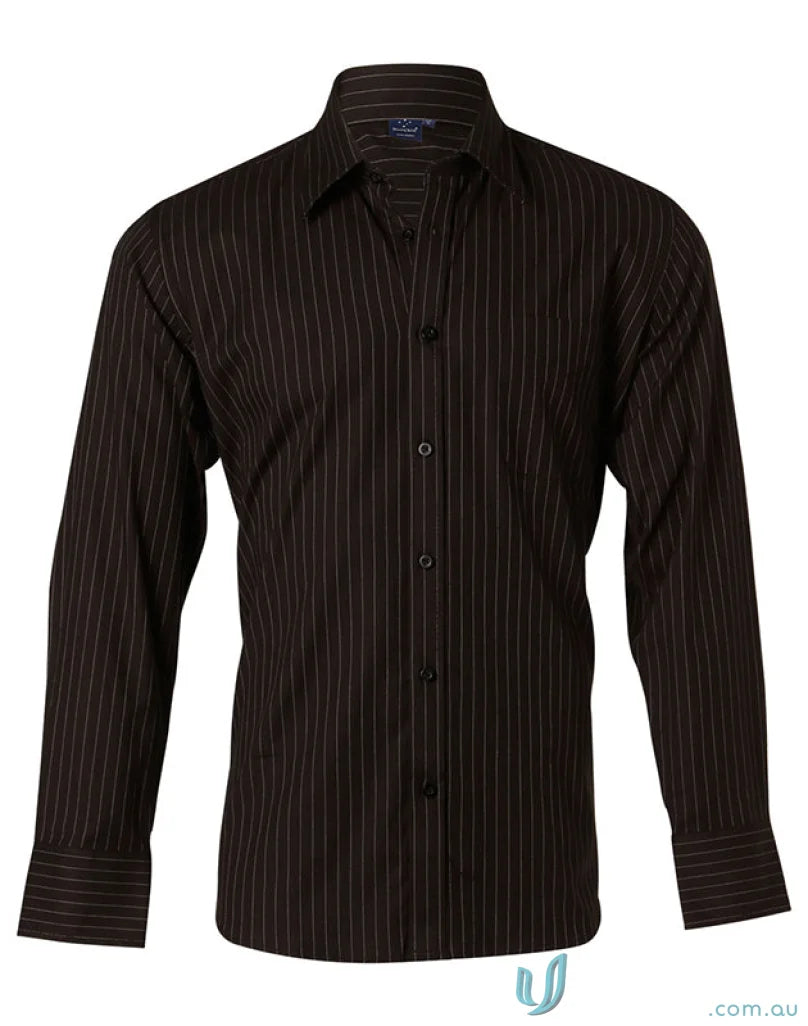 Brown striped Winning Spirit Pin Stripe Shirt for mens workwear, bs17 pin stripe style