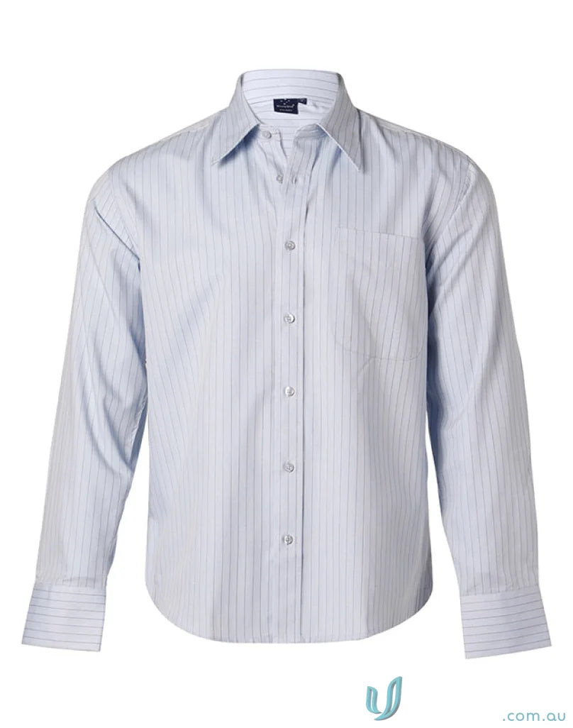 Light blue striped dress shirt from Winning Spirit Pin with BS17 Pin Stripe for mens workwear