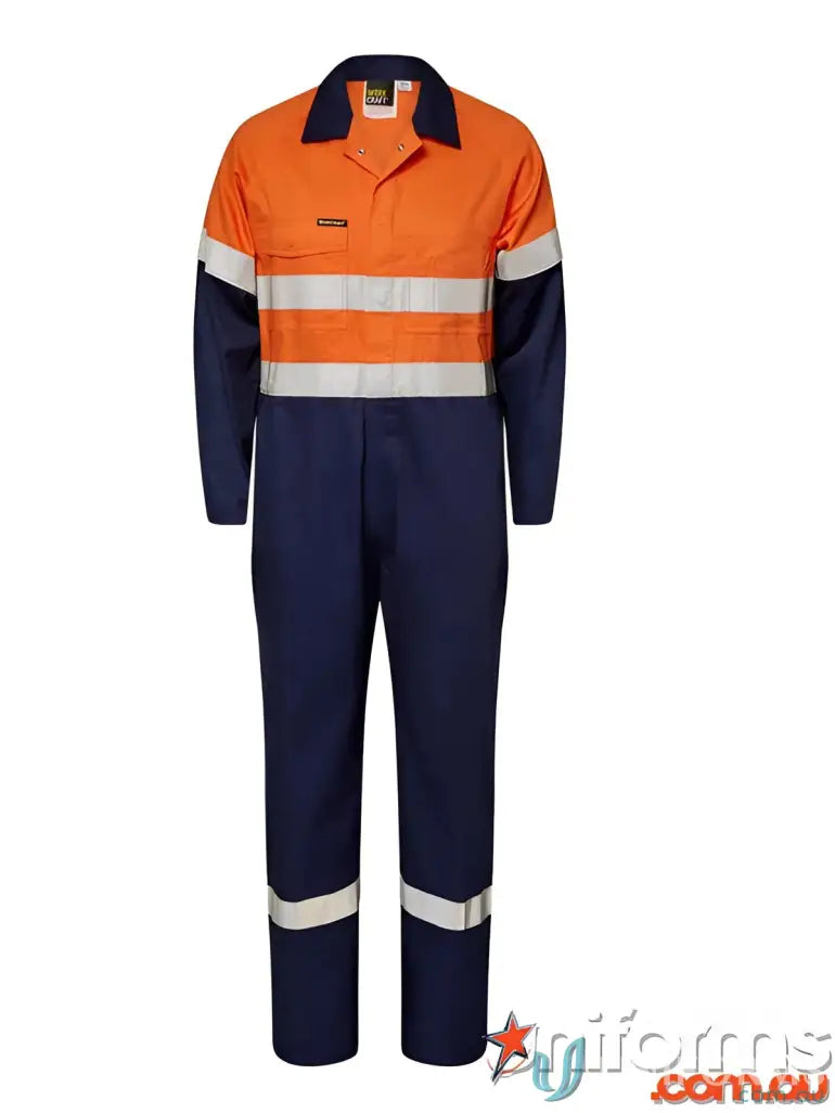 Two-tone safety coverall with reflective stripes and patch pocket from WorkCraft workwear