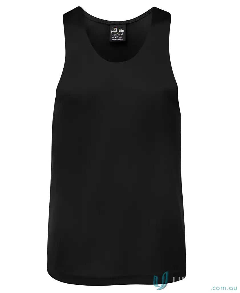 Black mens workwear tank top made from soft fabric, perfect for uniforms and workwear
