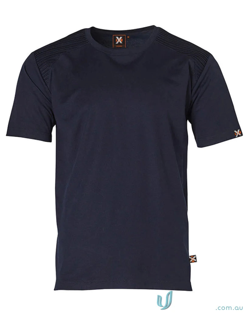 XStreet TrueDry Tee with unique shoulder panel stitching and flag labels on sleeve and hem