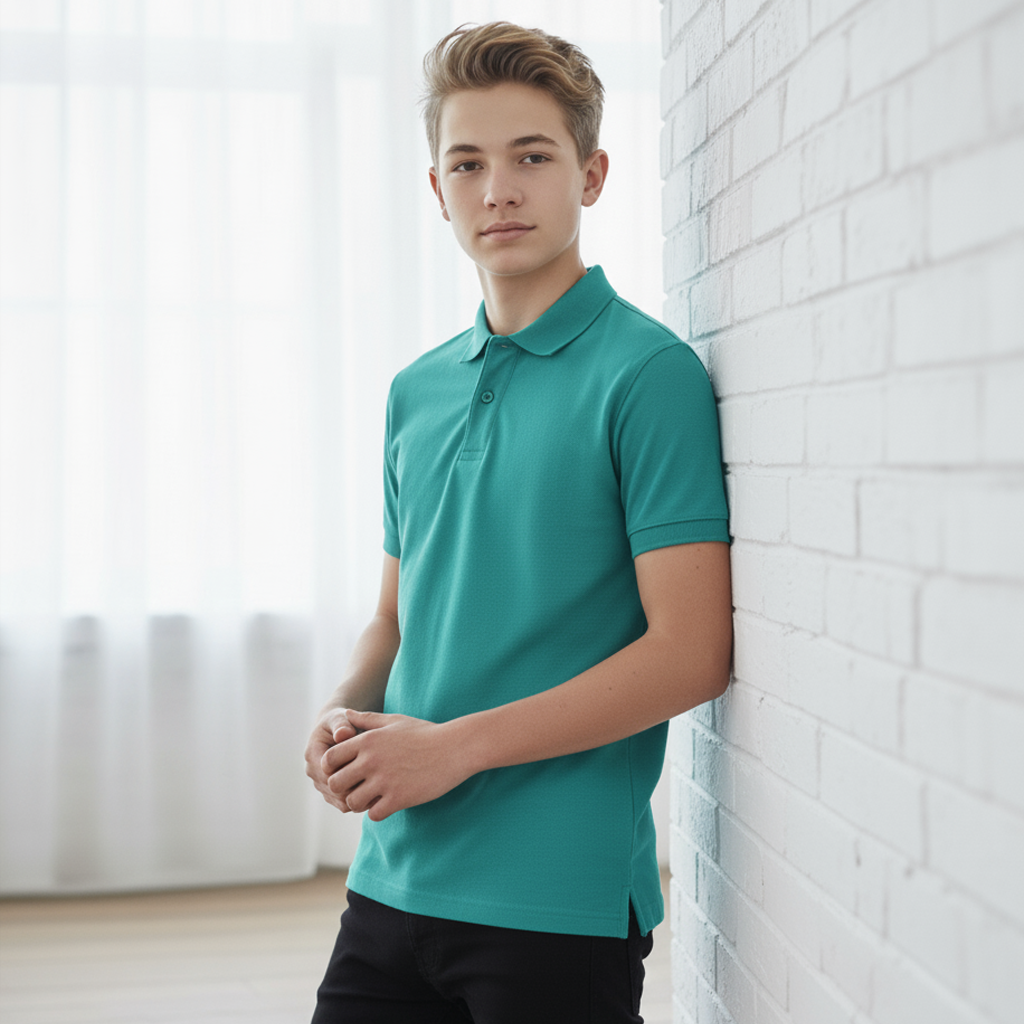 Youth 210 Polo kids polo code 2kp teal short sleeve school uniform