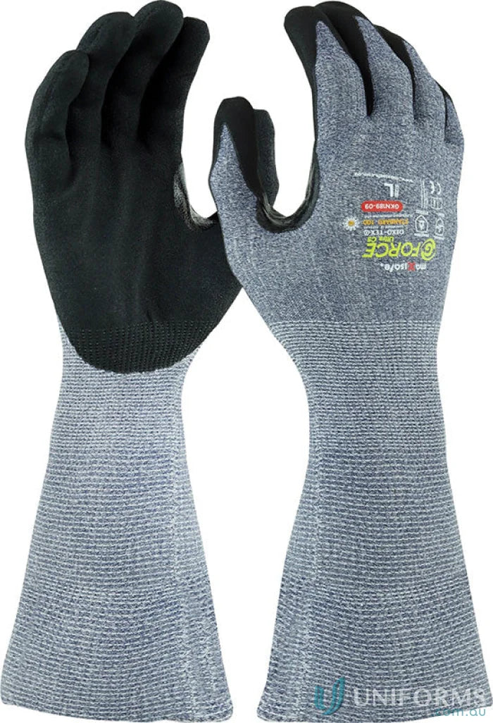 Gray and black cut D nitrile gloves from 12pk G-Force for uniforms and protection