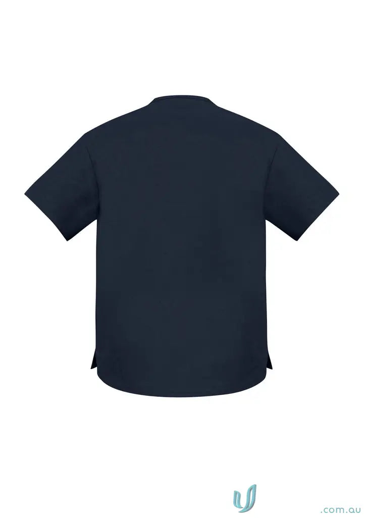 Dark blue Hygienist Scrub Top with side vents, perfect for workwear and uniforms