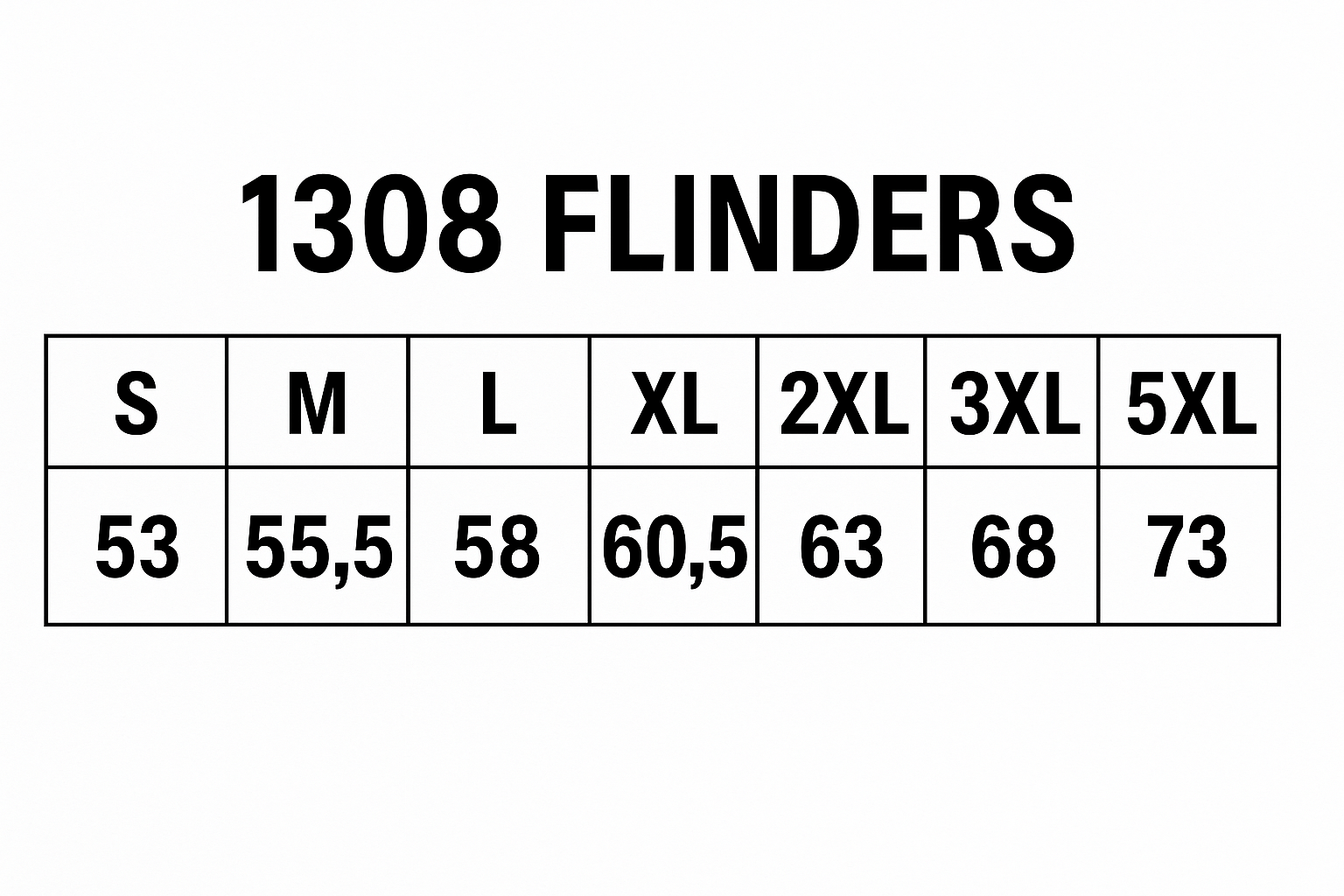 Flinders Polo size chart