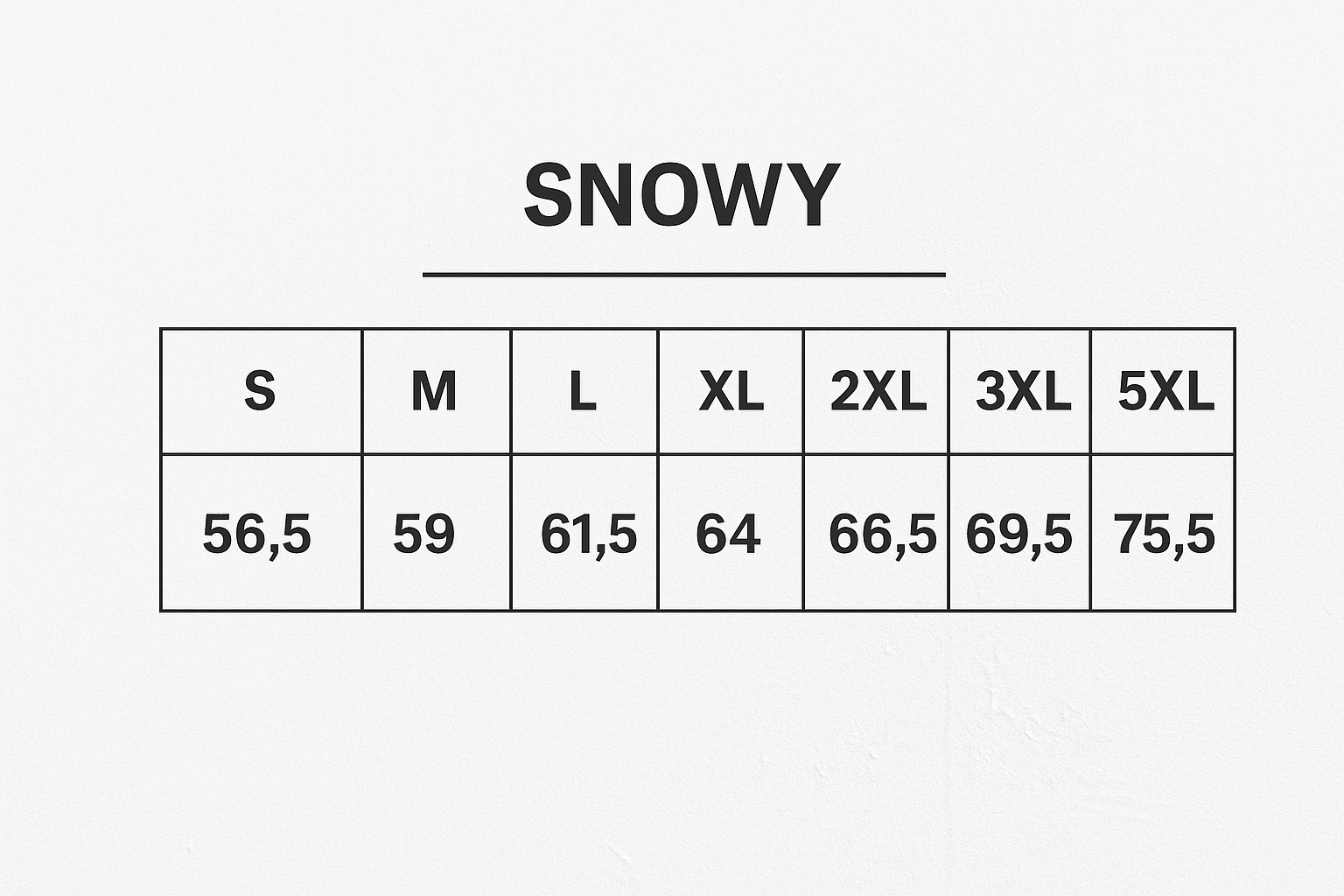 Snowy Mens Vests size chart