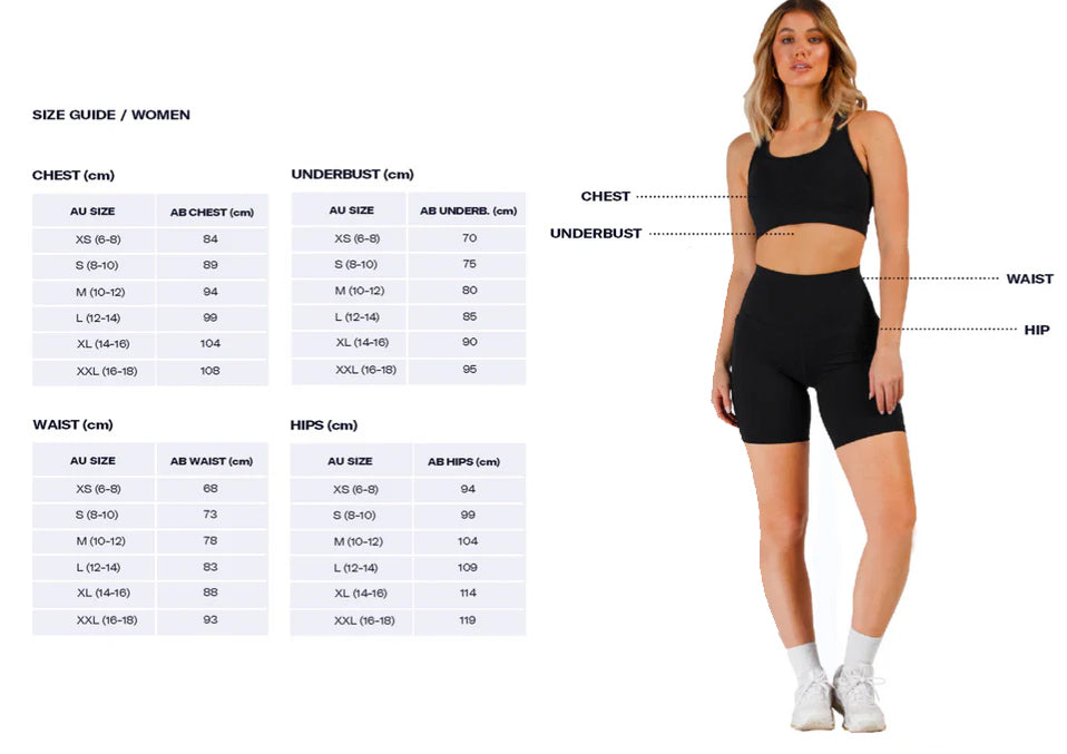 Quilted Puffer Jacket size chart