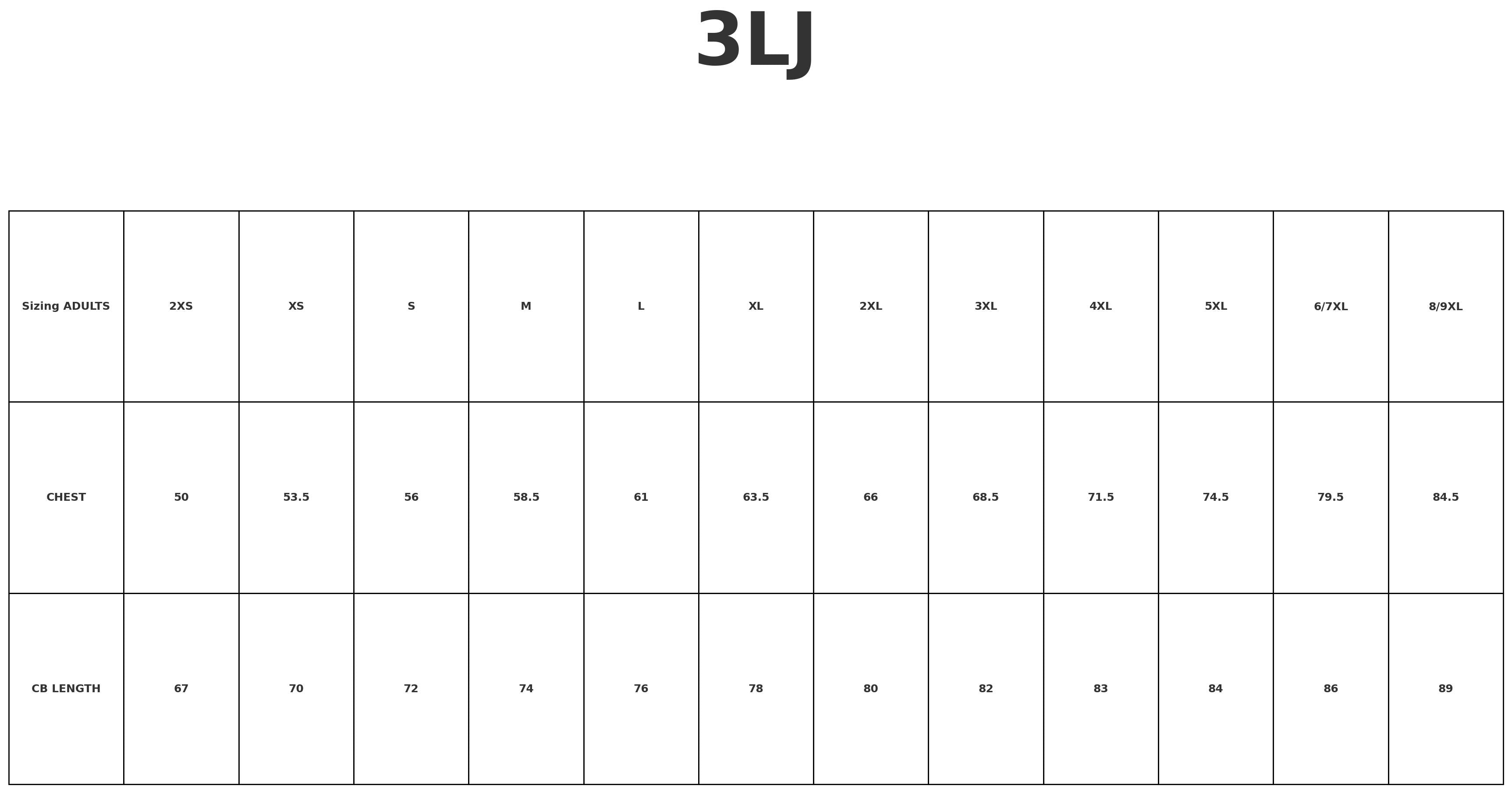 Layer Softshell Jacket size chart