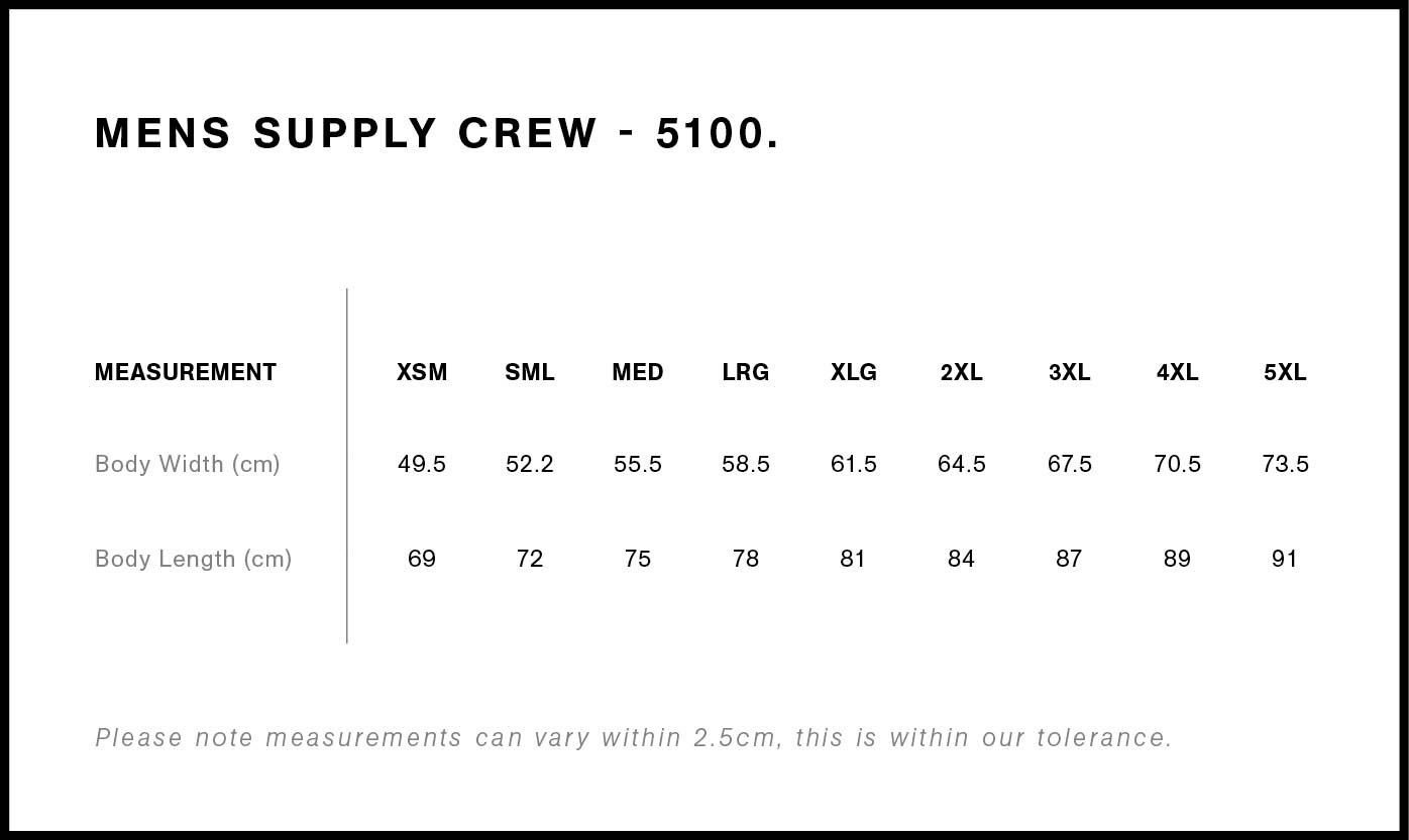 Supply Crew | 5100 size chart