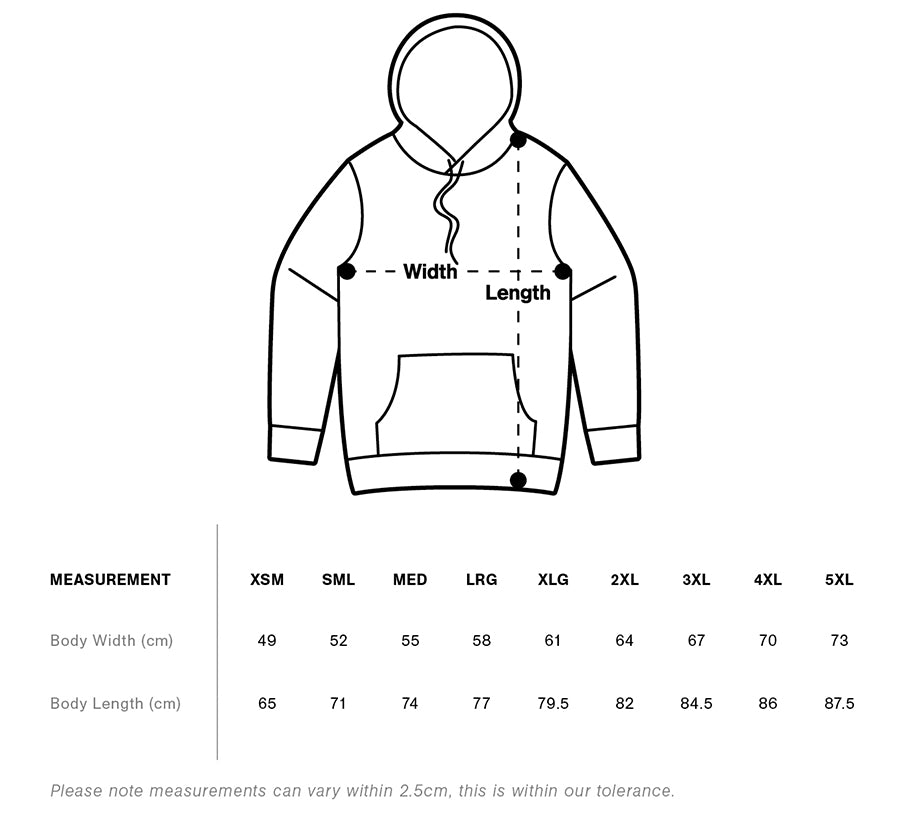 Stencil Hood | 5102 size chart