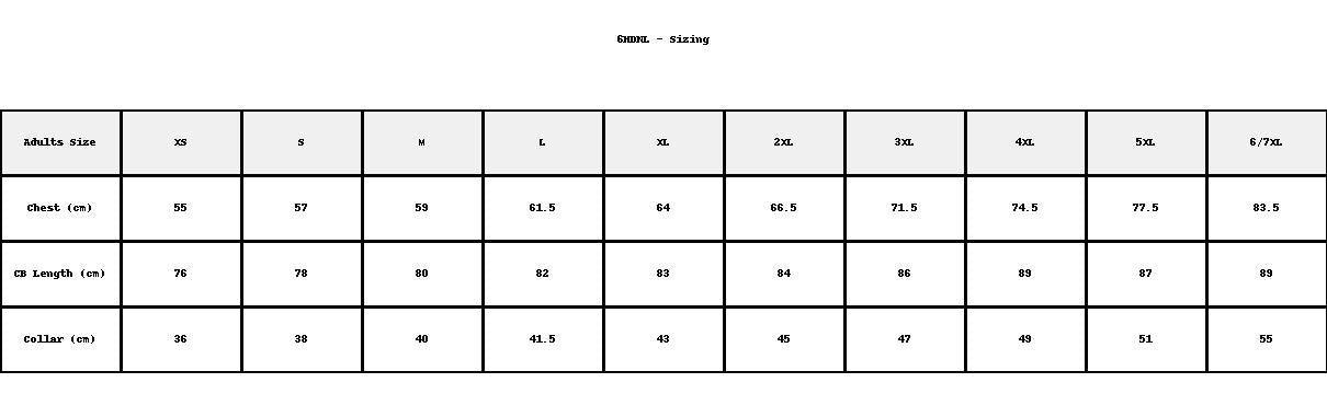 JBs HiVis Day Night LS 190g Shirt With Tape size chart