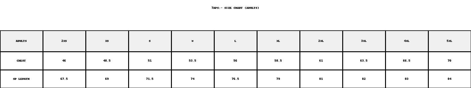JB's Podium Arachnid Polo size chart