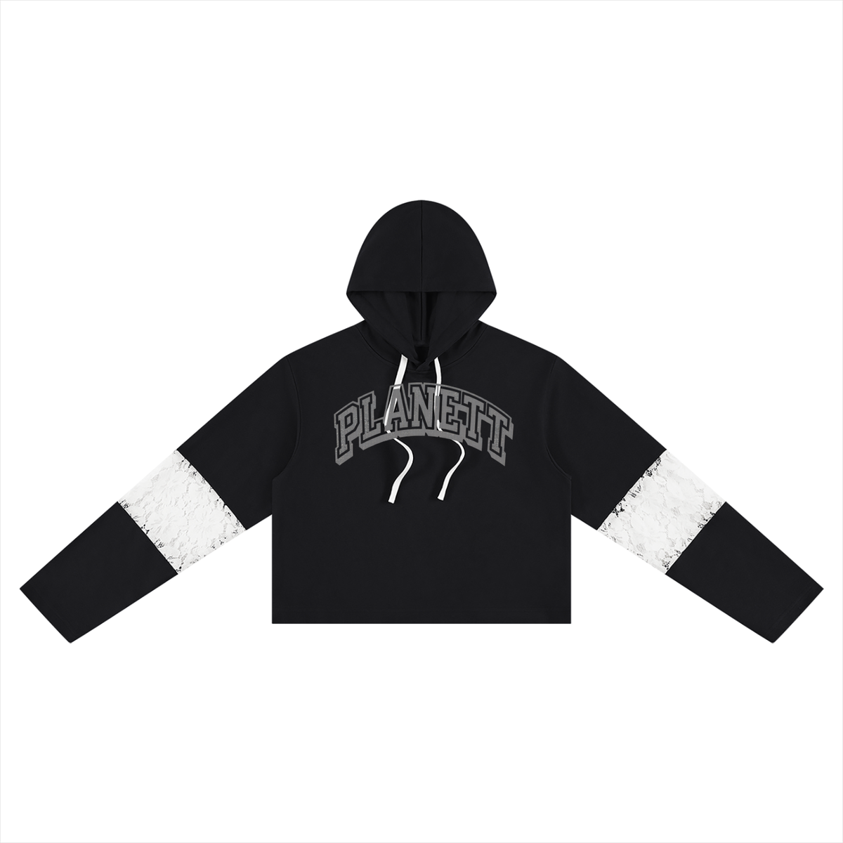 Women’s Cropped Lace-Panel Hoodie
