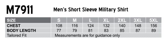 Military SS Shirt size chart