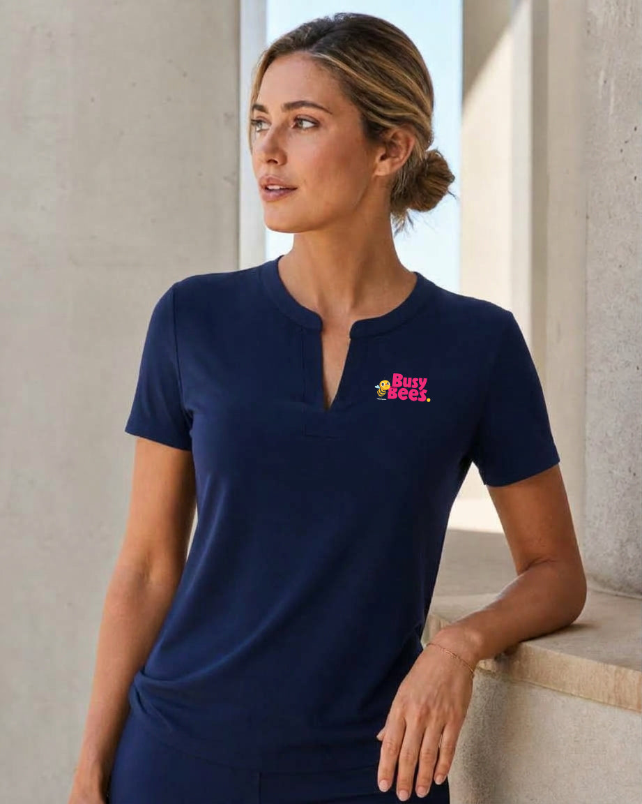 Sofia Ladies Knit Inset V Neck Tab Top Black (Copy)