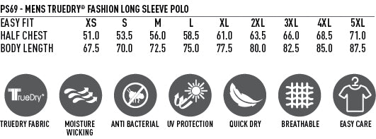 Ladies Legend LS Polo size chart