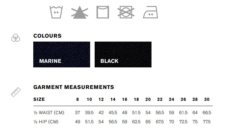 Siena Adjustable Waist Pant size chart