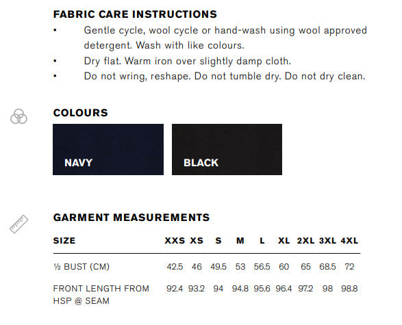 Womens Chelsea Long Line Cardigan size chart