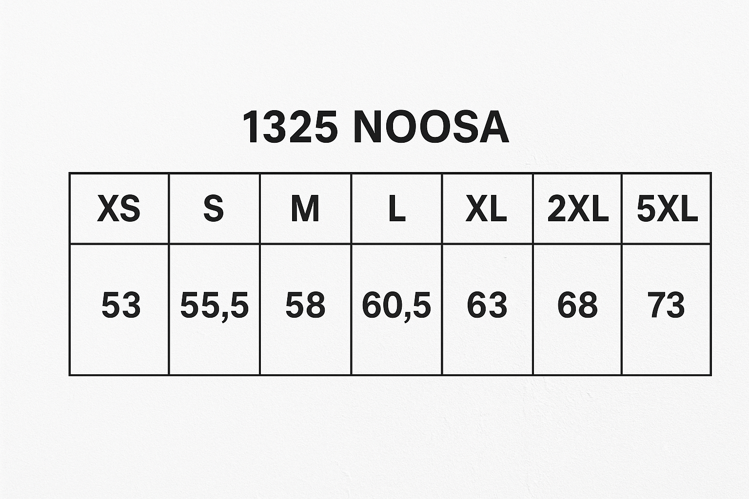 Noosa Mens Polo size chart