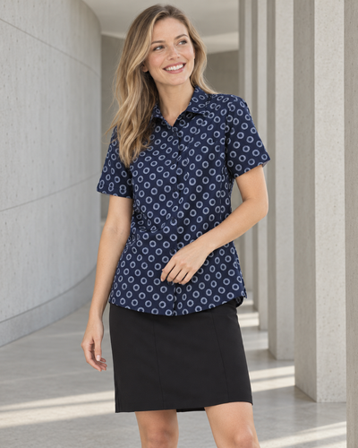 Stretch Daisy Print SS Shirt