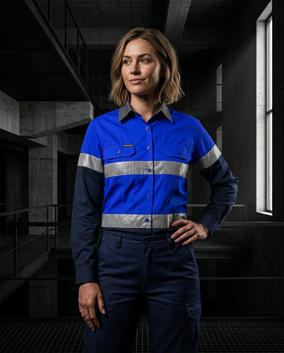 WorkCraft HiVis Ladies Shirt Reflective Tape