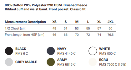 Distillery Womens Raglan Hoodie size chart