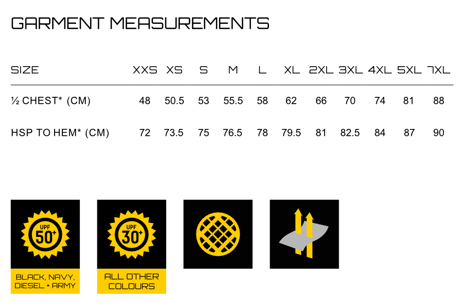 Syzmik Outdoor SS Shirt size chart