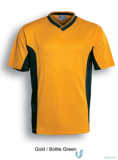 Bocini CT843 Adult Soccer Panel Jersey in Gold/Bottle Green