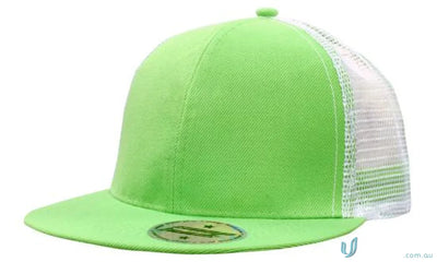 Green and white trucker hat from American Twil Mesh Snapback in our stock range