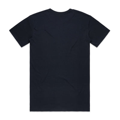 Navy blue v-neck t-shirt with short sleeves and a relaxed fit.