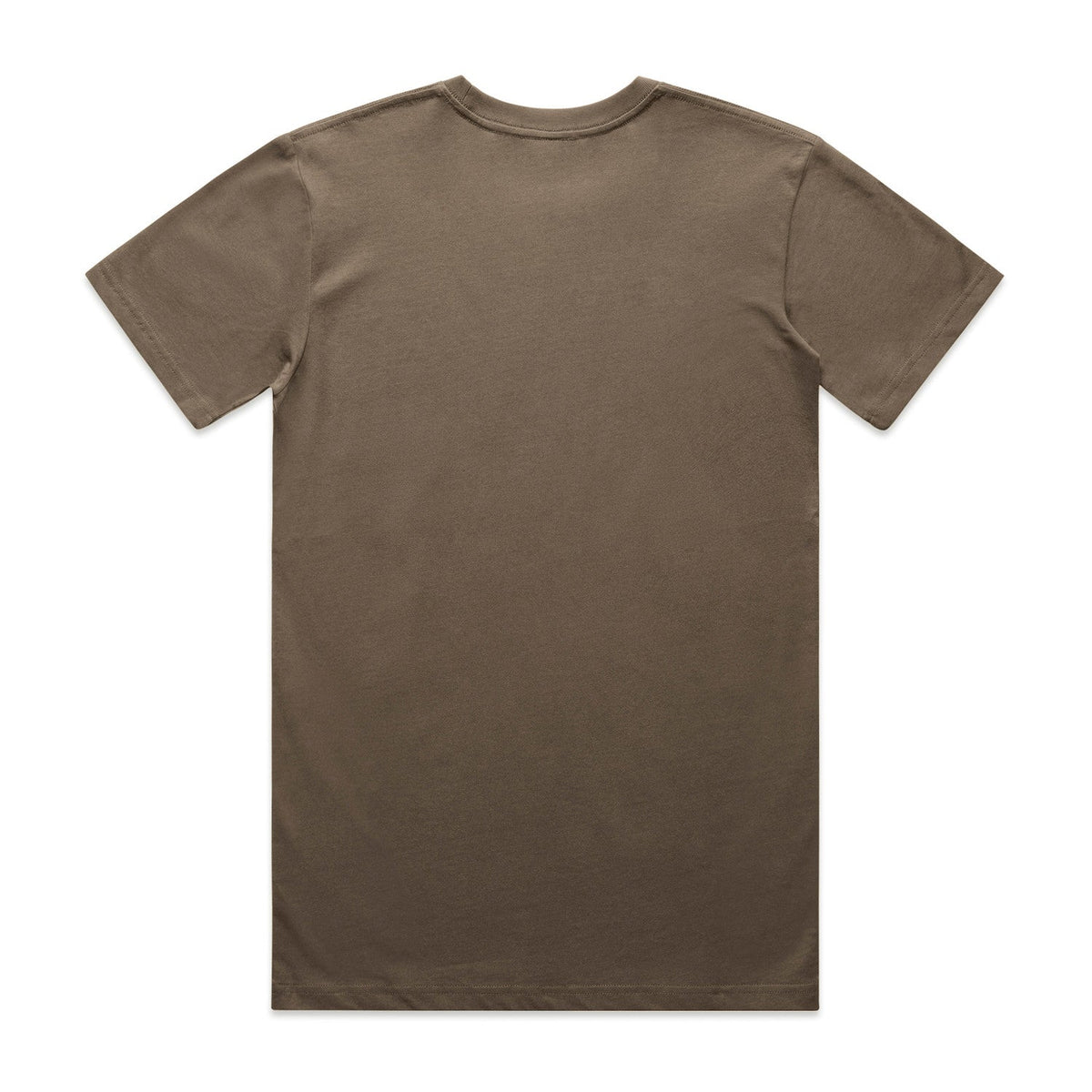 Olive green crew neck t-shirt with short sleeves and a relaxed fit.