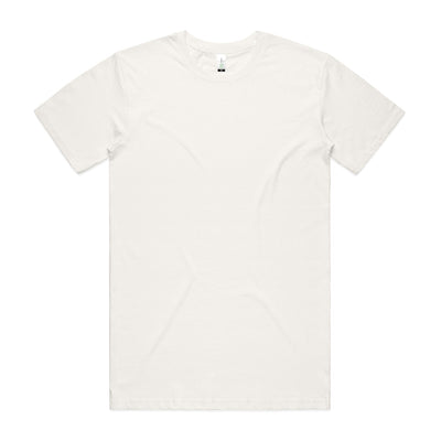 White crew neck t-shirt with short sleeves and a simple design.