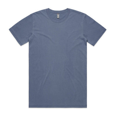 Blue crew neck t-shirt with short sleeves and a relaxed fit.