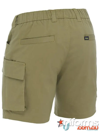 Bisley stretch cotton elastic waist cargo shorts for a comfy casual look