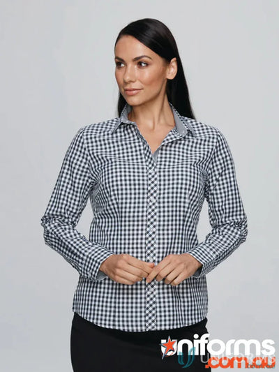 Brighton Lady Shirt L/S in black and white checkered pattern, perfect lady shirt look