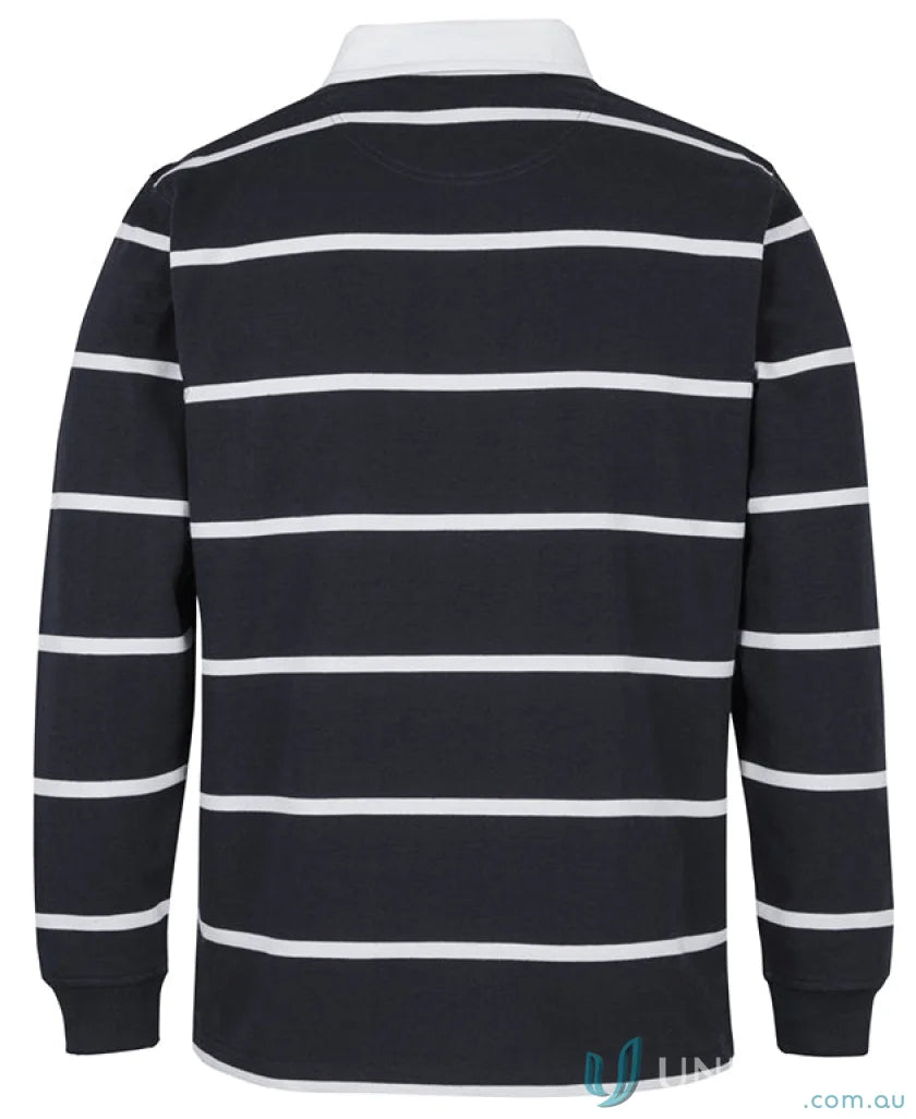Black and white striped yarn dyed rugby jumper from JB’s Yarn Dyed Rugby line