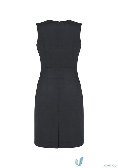 Stylish black wool sleeveless V neck dress for women’s sleeveless outfits