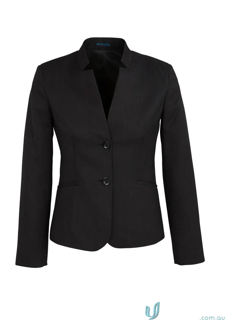 Black womens cool stretch short blazer with reverse lapel from Biz Collection Cool