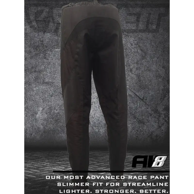 Dark-colored athletic pants.