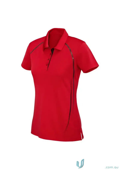 Red womens polo shirt from Cyber Polo collection, perfect for mens cyber style