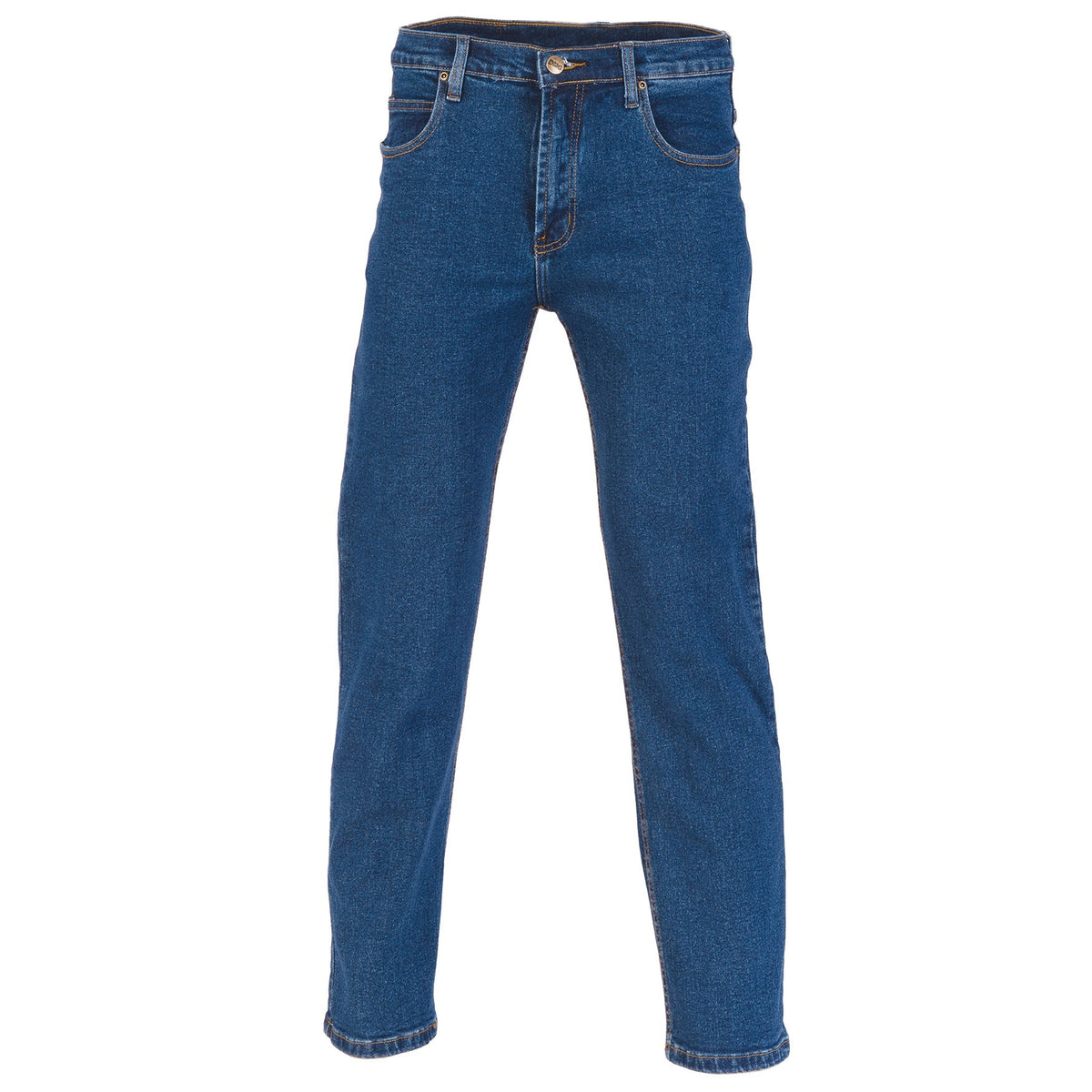 Classic cotton denim jeans with straight-leg cut and traditional stitching