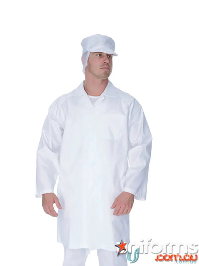 White protective uniform for food industry dust coat workers in clean environments