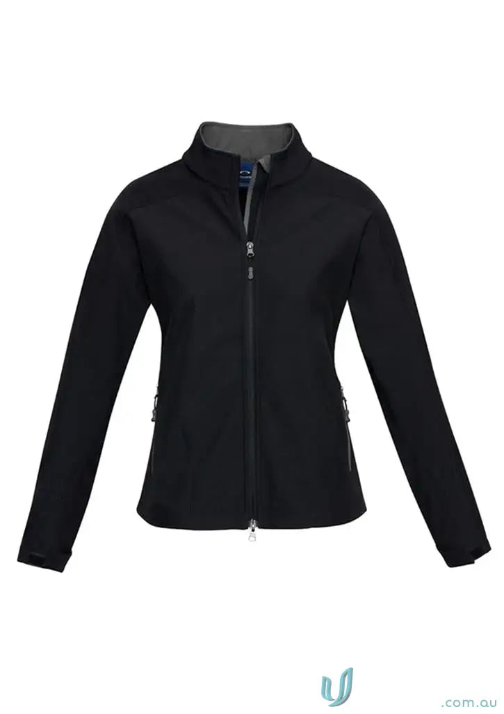 Black women’s East Malvern ELC ladies softshell jacket with stand-up collar