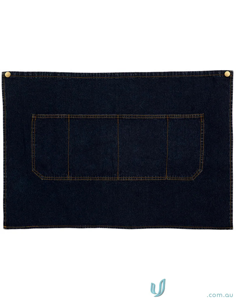 East Village Half denim apron with four pockets and brass rivets, AP08 M3001 style