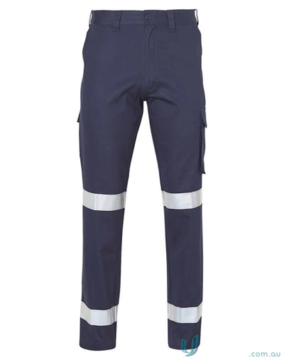 Navy blue work pants with reflective stripes from Eldarin 3M Taped Drill STOUT Pants, ideal for work uniforms