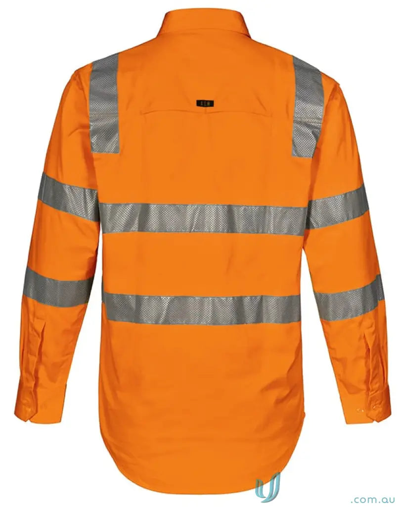 Orange Eldarin Rail Lightweight Safety Shirt with bio motion perforated reflective for staying cool