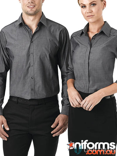 Matching gray Felix Long Sleeve shirts for men’s Felix in easy-care fabric style