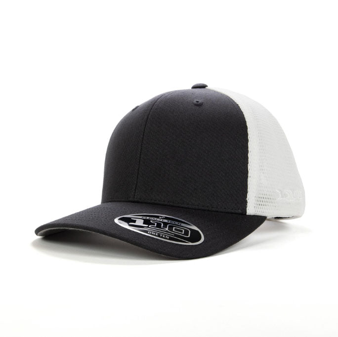 Flexfit Mesh Back Cap black white trucker hat with mesh for workwear branding