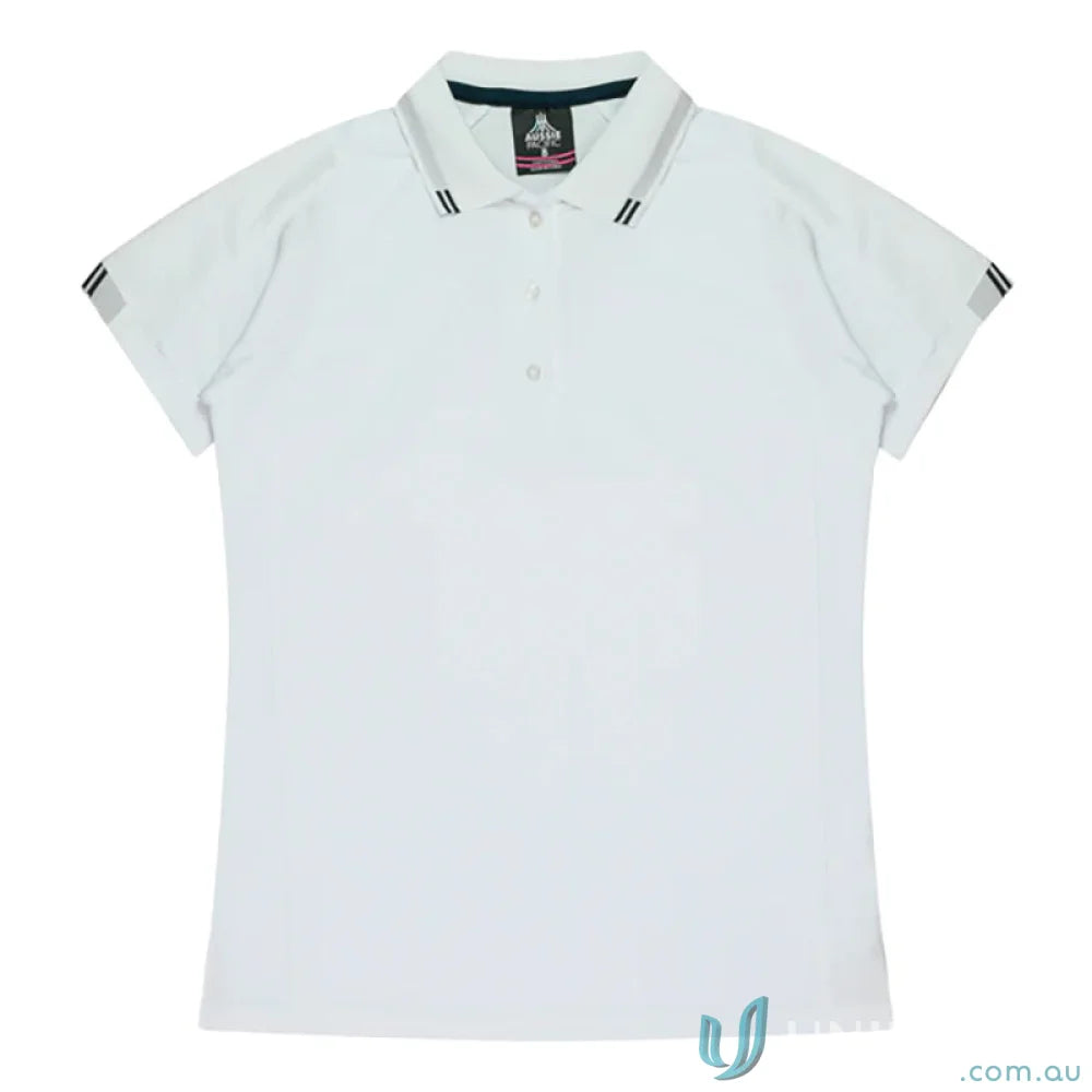 Aussie Pacific 1308 Flinders Polo in White/Navy