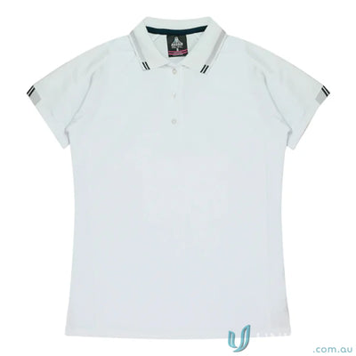 Aussie Pacific 1308 Flinders Polo in White/Navy